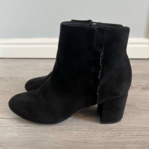 Rockport Total Motion Black Suede Bootie Ruffle Ankle Boots